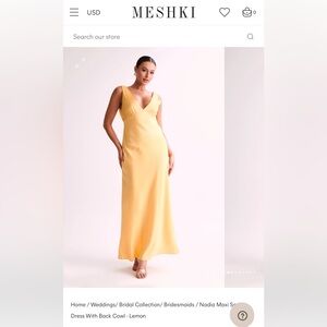Meshki Nadia Maxi Satin Dress With Back Cowl - Lemon